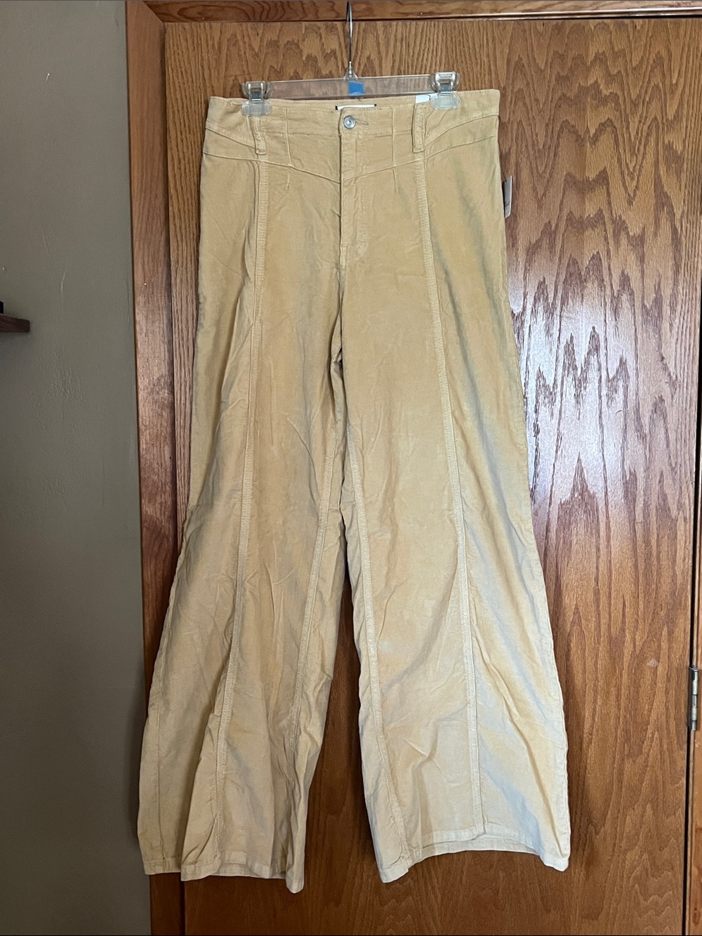 Free People Wide Leg Corduroy Pants in Beige